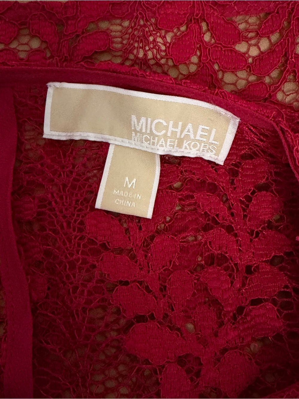 Michael Kors Red Lace Bell-Sleeve Tunic Dress - Picture 5 of 5